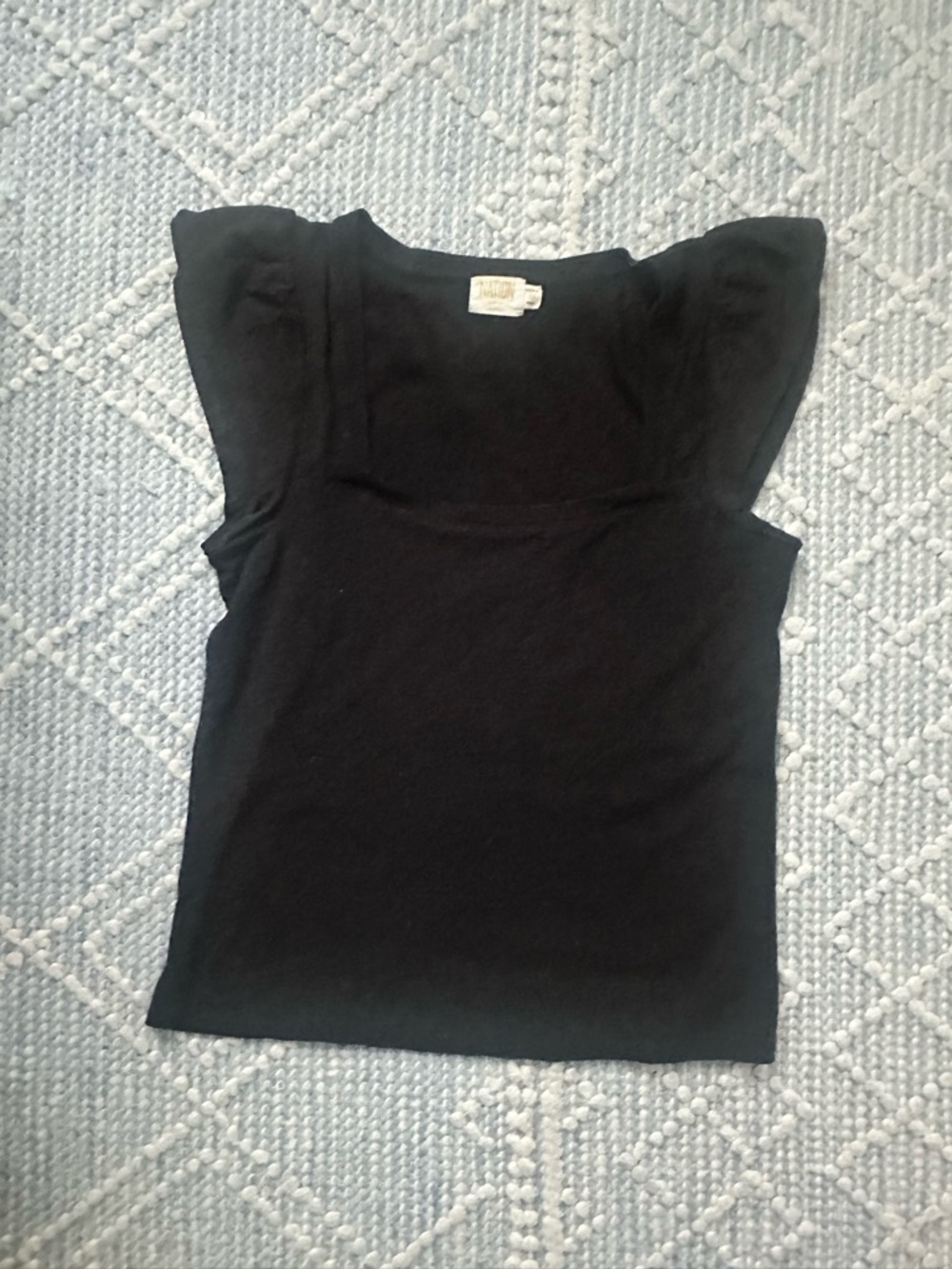 Nation LTD Black Womens Flutter Sleeve Tee